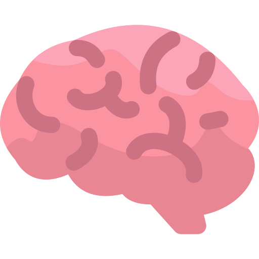 brain | UnoSearch Stylized pink brain illustration with purple curved shapes representing neural networks